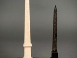 pair of obelisk and obelisk on marble bases