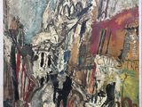 une image représentant une peinture d'une rue de la ville où des gens passent