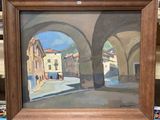 une image d'une peinture d'une rue dans une ville