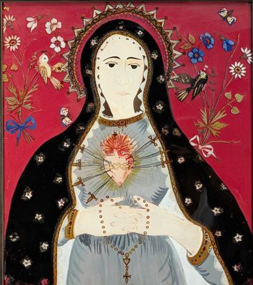 an image of a painting of a woman holding a heart in her hands