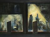deux tableaux représentant un homme et une femme dans une pièce sombre, dont l'un est éclairé par une bougie