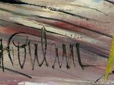 abstract painting of a woman ' s face with the words ' the truth ' written on it