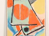 an image of a painting on a stool in a room