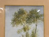 une photo d'un tableau représentant deux arbres dans un champ