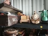 a shelf with a bunch of toys on top of it