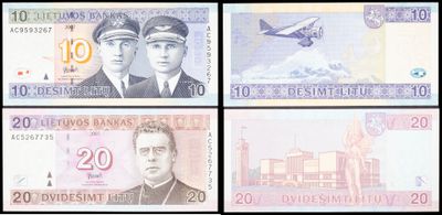 four different bank notes with a picture of a man and a woman on them