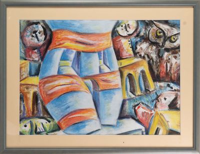 Nathalie LAUBIE (XX-XXI), Composition au buste, pastel, H : …