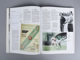 an open book with a picture of a man holding a tennis racquet