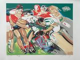 un tableau représentant un groupe de personnes jouant au football