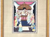 painting of a group of people in a room with a gold frame