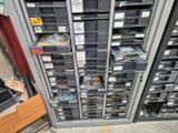 a lot of boxes that are on the shelf in the room