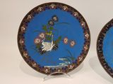 two decorative plates with birds and flowers on them