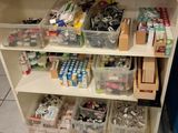 a shelf with various items on it in a store