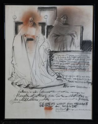 tableau représentant un homme et une femme assis sur un banc
