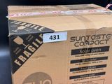 a cardboard box with a label on it sitting on a table