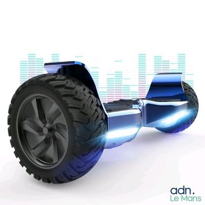 an image of a blue hove board with wheels