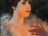 une peinture à l'huile représentant une femme tenant une bougie à la main