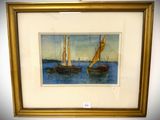 a picture of a painting of a sailboat in the water