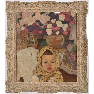 une image représentant un tableau où l'on voit un bébé portant un foulard jaune
