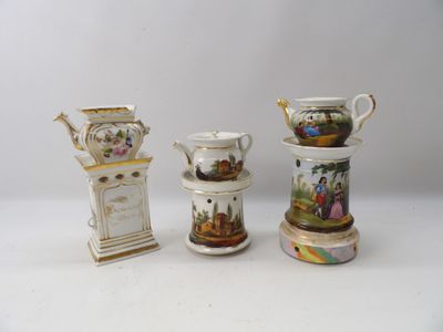three different types of porcelain vases sitting on a table