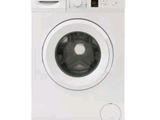 the front view of a white washing machine with the door open