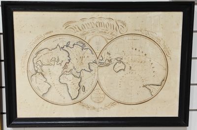 Dessin Mappemonde projetée sur l'horizon d'Angers XIXè dim h…