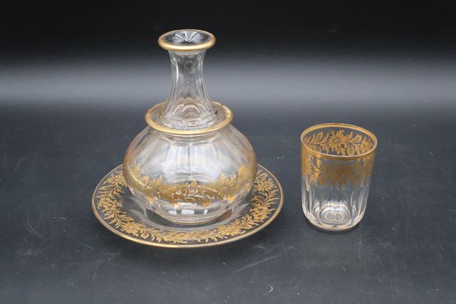 Verre à eau en cristal décor or