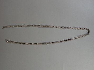 silver plated chain with a clasp on a white background