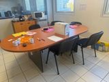a table with a box on it in the middle of a room
