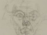drawing of a woman ' s face with glasses and a tie