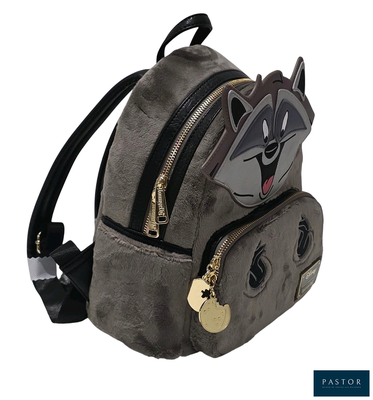 a small backpack with a cat patch on it