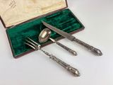 a silverware set in a case with a knife and fork