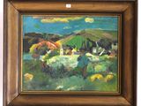 an image of a painting of a person in a field