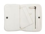 an image of a white wallet with a zipper on the inside