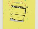 yellow piece of paper with a drawing of a toaster on top of it