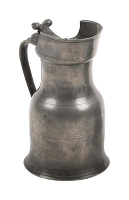 a metal pitcher with a handle on a white background
