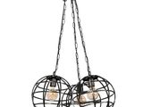 un lustre noir muni de deux ampoules, suspendu au plafond