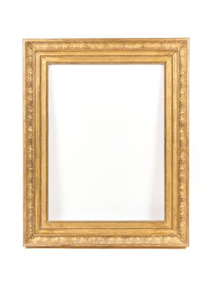 an old gold picture frame with a white background