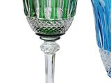 two wine glasses sitting next to each other on a table