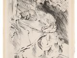 un dessin en noir et blanc représentant une femme assise sur une chaise