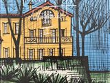 dessin représentant une maison jaune avec un ciel bleu en arrière-plan