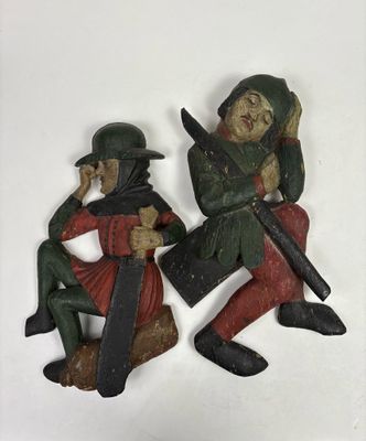 Les gardes du tombeau du Christ Paire de sculptures en bois,… - Photo 1