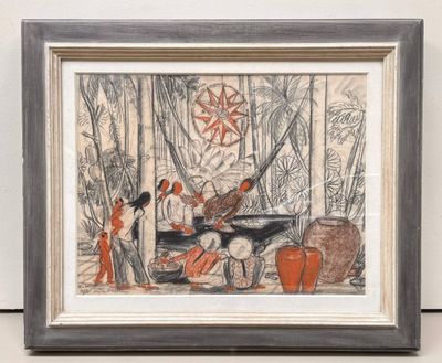 André MAIRE (1898-1984) Le repas - Thu-Dau-Mot (Vietnam) - 1…