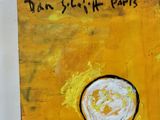 painting of a yellow and white painting with a black circle on it