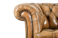 CANAPE trois places en cuir fauve capitonné style chesterfie… (photo 4)