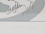 a picture of a picture of two horses running together