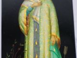 an image of a painting of a woman in a green dress