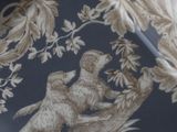 a picture of a blue and white wallpaper with a bear on it