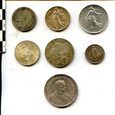 Lot de monnaies d'argent. Napoléon III.