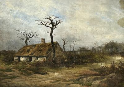 Eugène DELVAUX (1806-1862). Maison de campagne aux arbres mo…